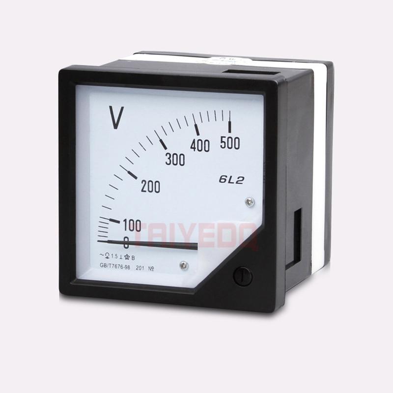 6L2-V Pointer Voltmeter Analog Volt Meter 80mm X 80mm AC50V 100V 150V 250V 300V 450V 500V 600V 750V Electric Votage Meter