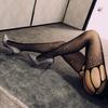 Tights Women Rhinestone Shiny Open Crotch Pantyhose Tights Lingerie Sexy Lace Mesh Fishnet Thigh High Stockings Black Tights
