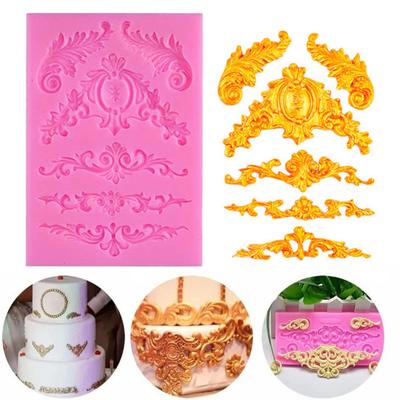 3Pcs Baroque Style Silicone Mold Flexible Non-Stick Flower Lace Mold Fondant Chocolate Decorating Tools for Wedding Birthday