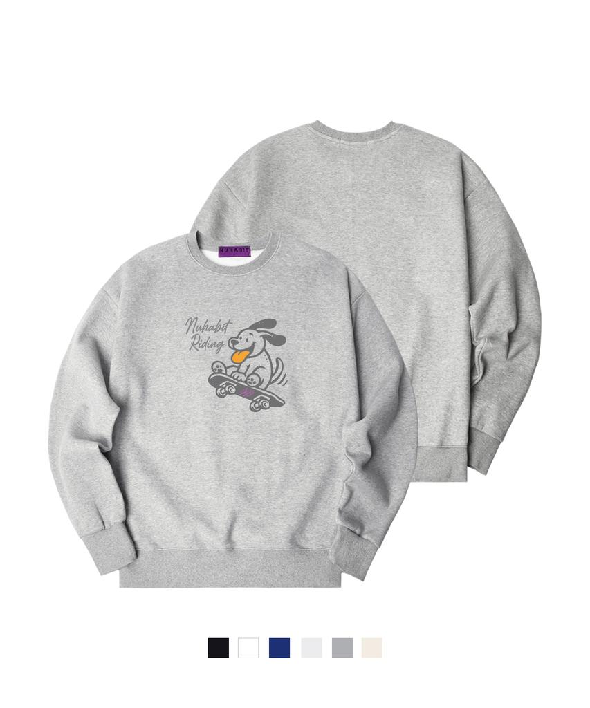 NUHABIT Jumping Dog Oversized Fleece-Lined Sweatshirt (Gom4-5Nh1354)