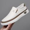 FashionLeather Shoes for Men Slip On Soft Shoes Man Comfortable Casual Men White Loafers Moccasins Driving Shoe Male Rubber Sole