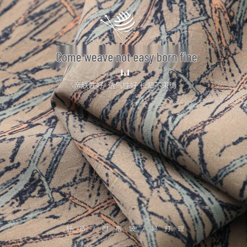 Elderly Women's Line Print Half-Sleeve Button Shirt