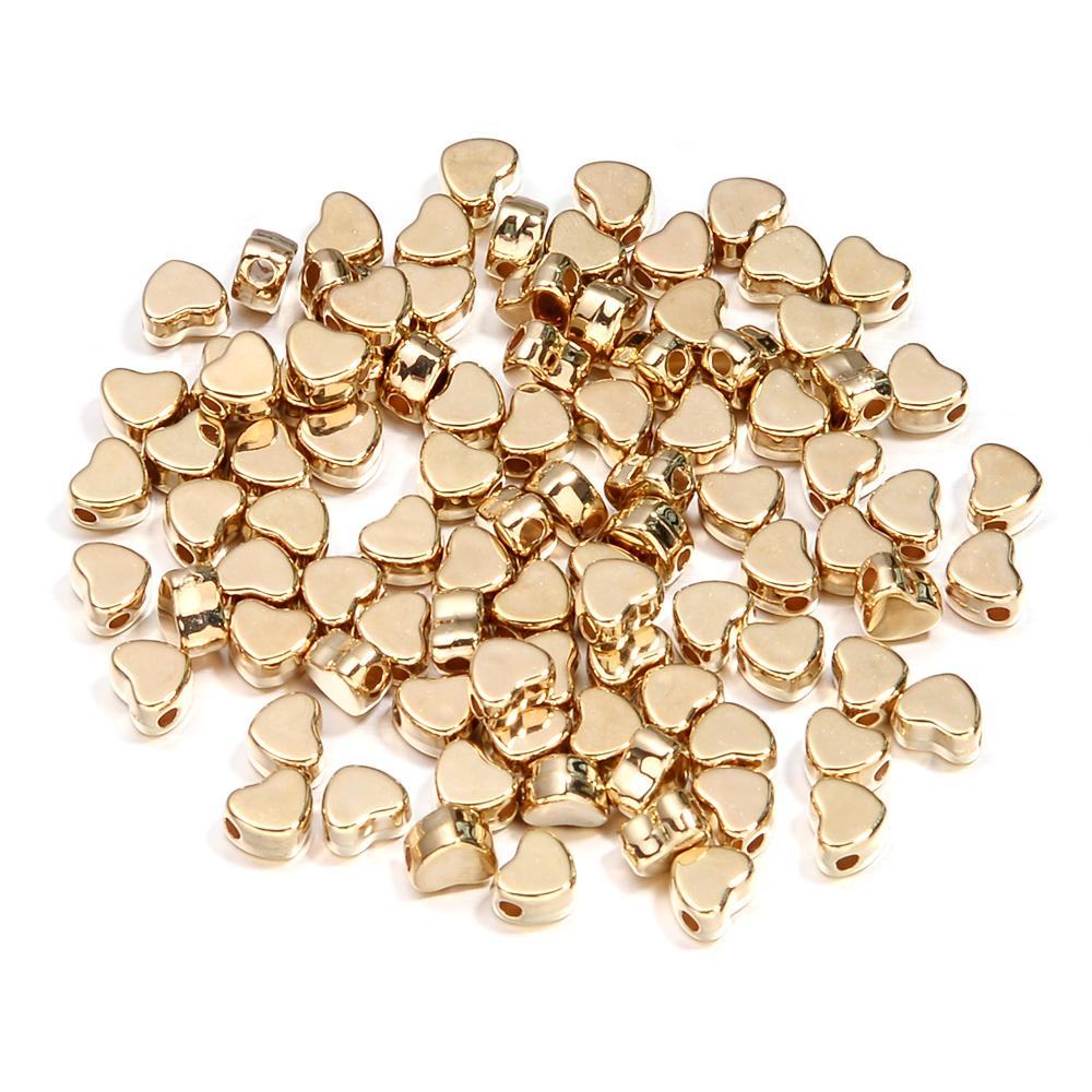 100pcs/lot CCB Heart Beads Horizontal Hole Love Heart Loose Spacer Beads For DIY Jewelry Making Bracelets Necklace Accessories