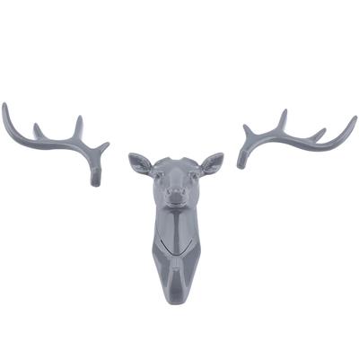 Tiere Hirschkopf Haken Kleiderbügel Rack Halter Wandhalterung für Home Room Decor(grau)