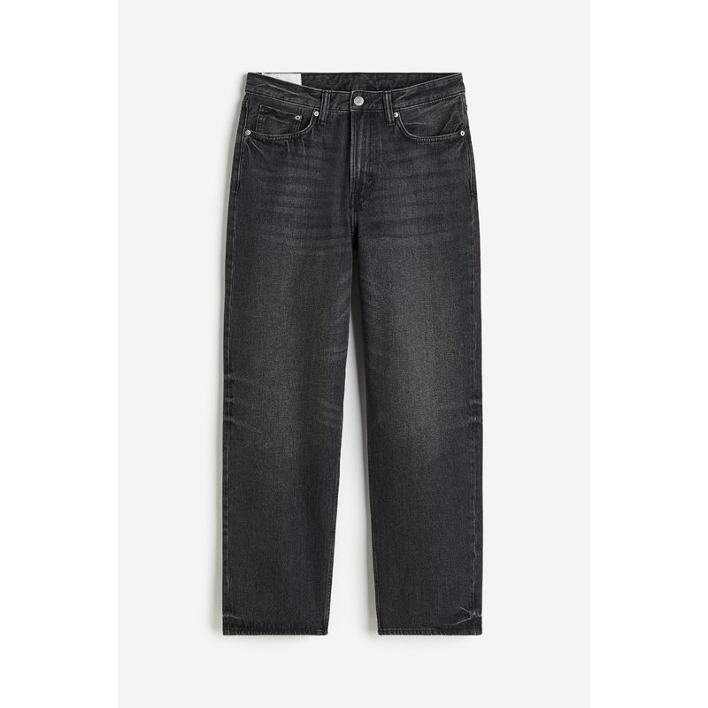 

HM Men s Clothing Denim Autumn Cotton Loose Comfortable Mid-Waist Non-Stretch Pants 1130274 Cowboy Black 170/82A