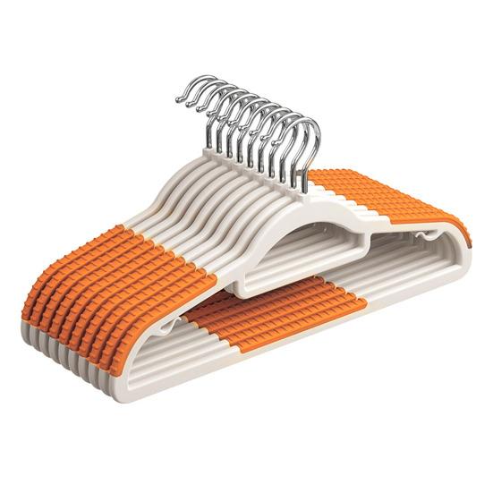 

10 шт. вешалка для одежды противоскользящая утолщенная вращающаяся гладкая защита от царапин бесшовная выдерживает большую нагрузку из нержавеющей стали без деформации влажная сухая вешалки двойного назначения оранжевый