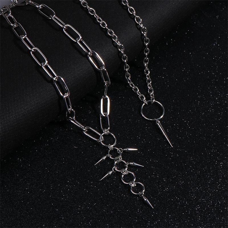 Goth Spiky Round Link Chain Choker For Women Men Punk Y2K Titanium Steel Rivet Cone Necklace Grunge Aesthetic Jewelry Gift