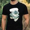 T-Shirt Men Watercolor Mountain Landscape Motif Cotton Size XS To 5XL