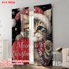 2pcs, plane printing Curtains&Window Treatment Santa Hat Red Cat_ Lantern & Snowflakes Versatile Polyester Fabric (without