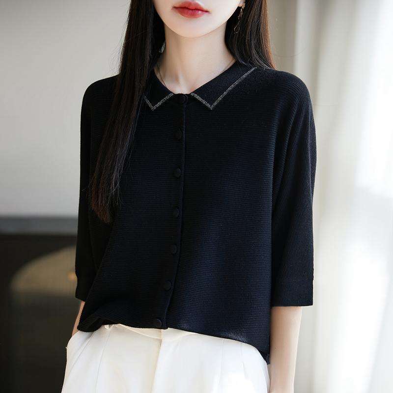 Leichte Strickjacke für Damen aus 50 % Wolle und 50 % Maulbeerseide – vielseitige Strickware für 4 Jahreszeiten für ganzjährigen Komfort und Stil