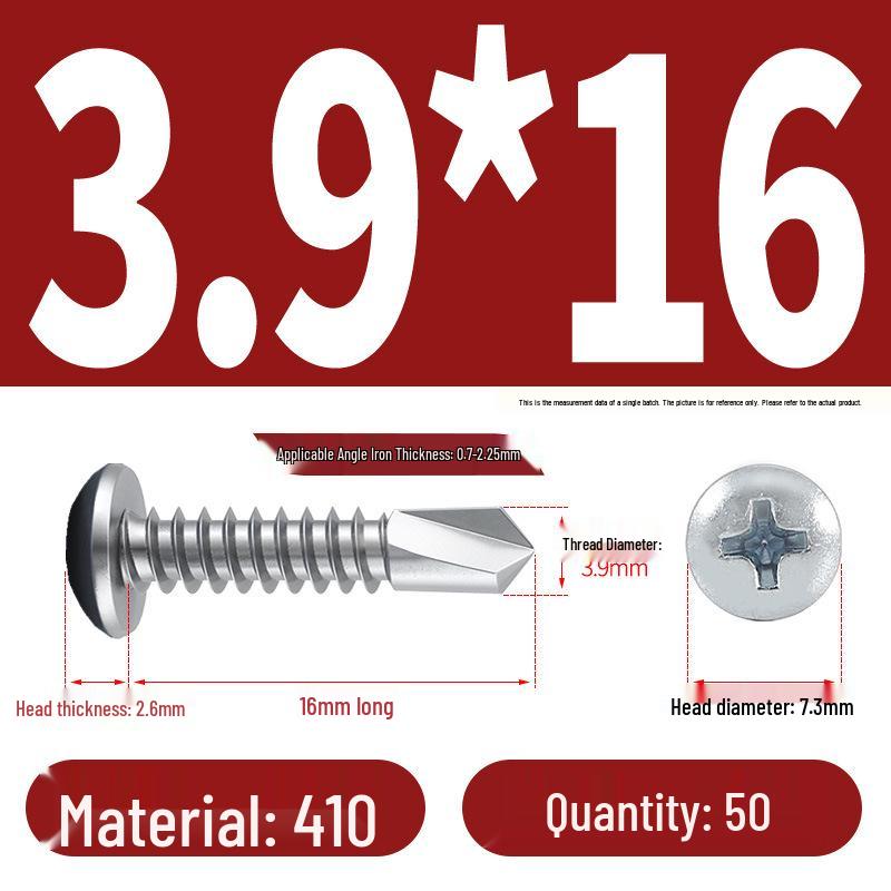 Stainless Steel 304 Phillips Round Head Self-Drilling & Tapping Screws, M3.9/M4.8/M5.5 Swallowtail Bolts