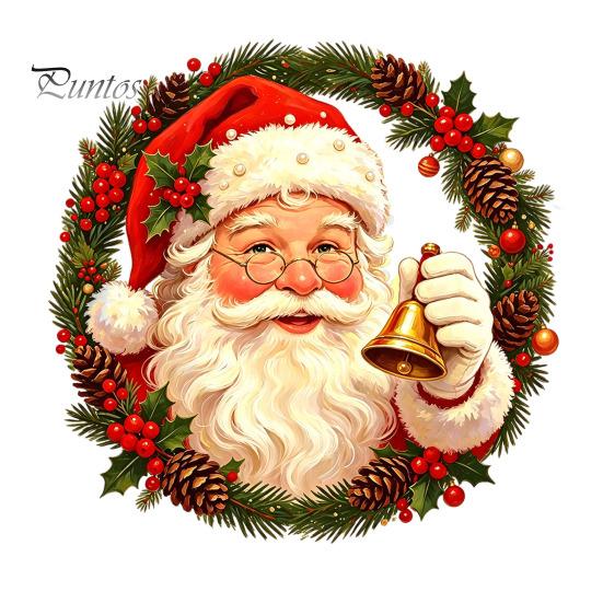Christmas Party Supplies Wreath Window Stickers, Retro Santa Claus PVC Decals, Waterproof Decorative Festival Atmosphere Decor Static Clings