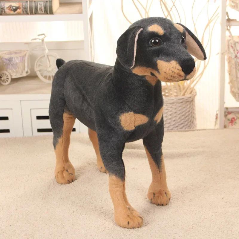 25cm-70cm Lovely Standing Black Dog Pillow Lively Simulated Stuffed Animals Model Kids Mount Decoration Plush Doll Toys Gift