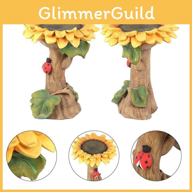 Delightful Polyresin Sunflower Bird Bath Perfect For Adding A Touch Of Nature To Your Garden