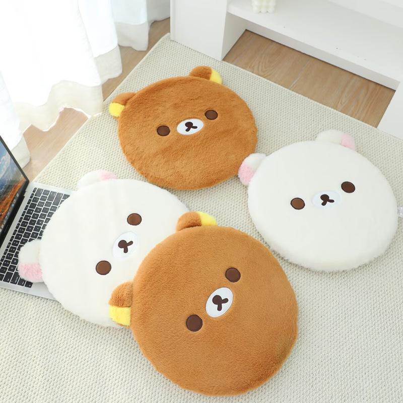 Cute Rilakkuma Memory Foam Seat Cushion Plush Pad For Students Office Washable Cover Soft Butt Pad For Long Sitting Anime Style
