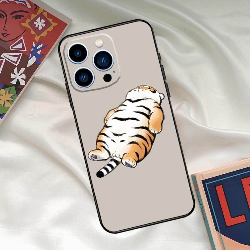 fat tiger Cartoon Funny Phone Case For iPhone 16 14 13 12 11 15 17 Pro Max 15 16 Plus 13 Mini 16e 17 Air Funda Cover
