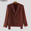 INCERUN Autumn Men Notched Lapel Long Sleeve Oversized Casual Thin Blazer Coats