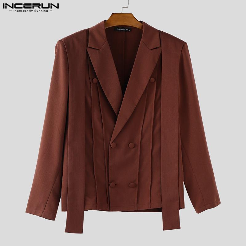 INCERUN Autumn Men Notched Lapel Long Sleeve Oversized Casual Thin Blazer Coats