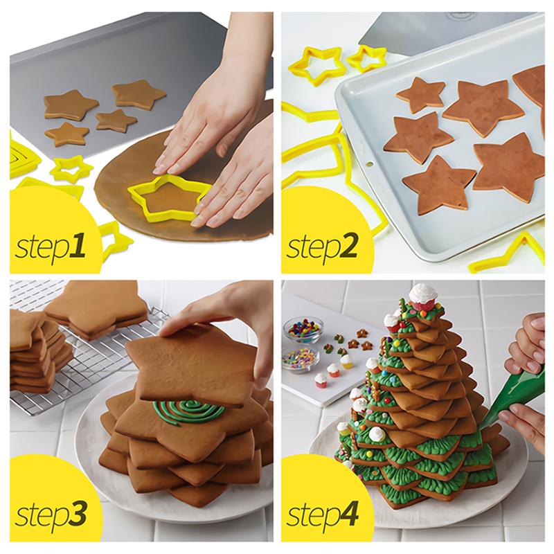 6 Teile/satz Weihnachten Baum Backen Fondant Keks Form Blume/Herz/Sterne Form Cookie Cutter Form Kuchen Dekorieren Backformen