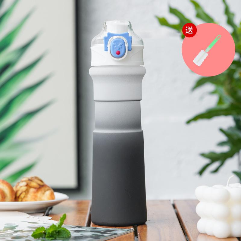 Water bottle high value gradual change small waist plastic cup convenient handle direct drinking cup one-click elastic cover outdoor water cup