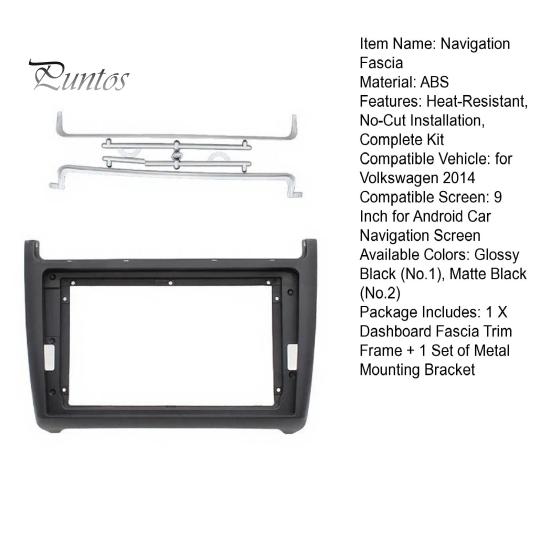 9 Inch Head Unit Panel Radio Dash Kit for Volkswagen 2014, Car Stereo Navigation Fascia Interior Upgrade with Mounting Brackets Screws, Center Console