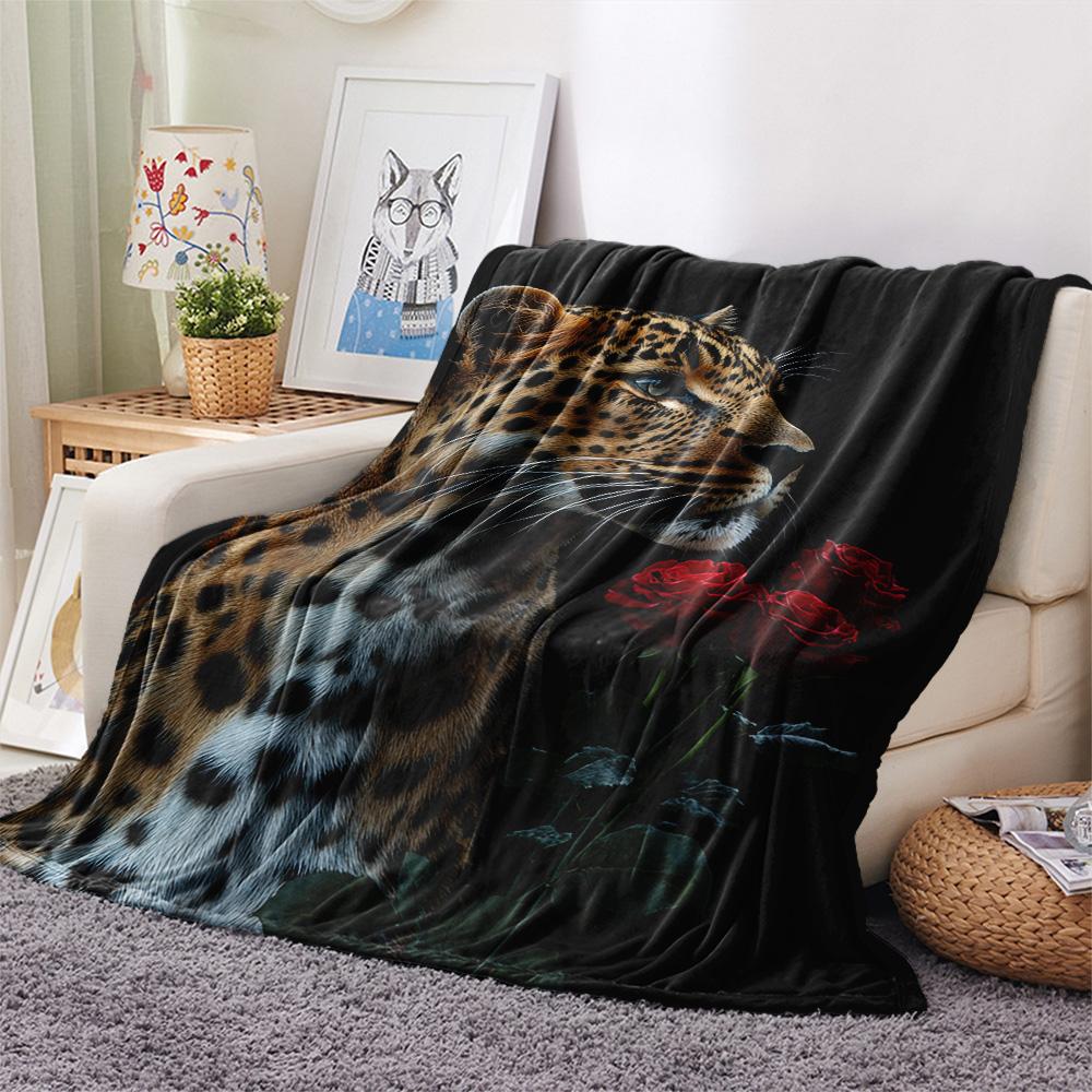 Leopard Print Flannel Blanket, High quality Comfortable for All Seasons, Home Decor, Warmth and Comfort, Perfect for Christmas Gifts