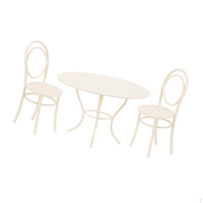 3 Pieces Dollhouse Garden Table Chair Set, 1/12 Simulation Fairy Ornament for Garden,
