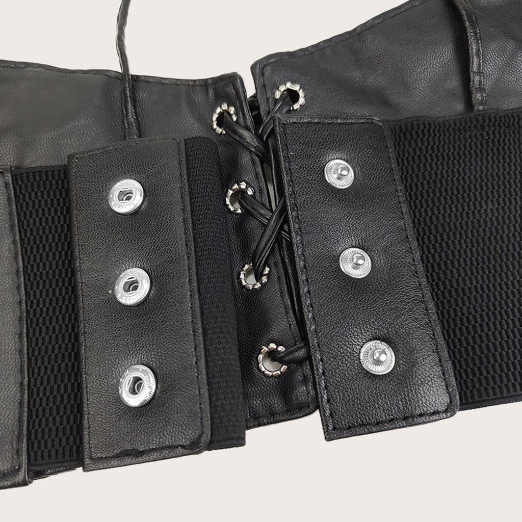 Women's Leather Vest With Elastic Straps And Waistband Vest
