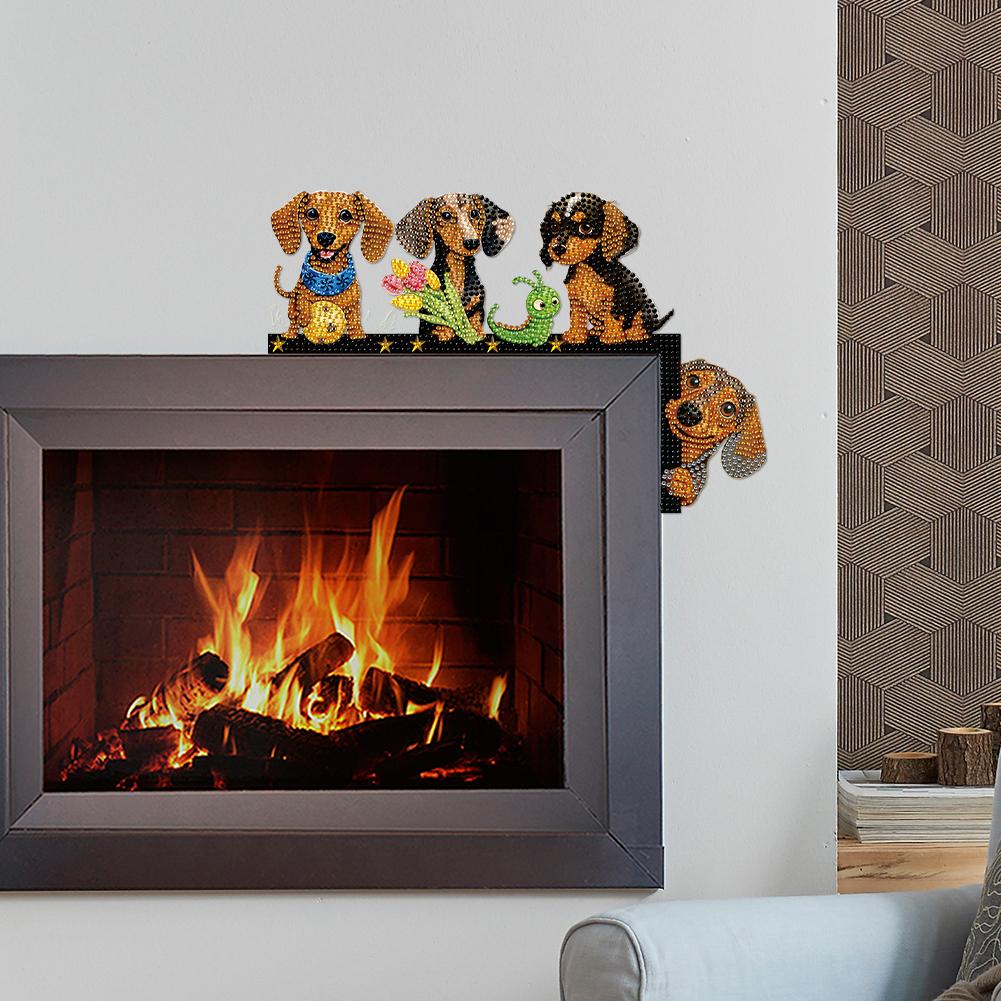 Dachshund Diamond Painting Door Corner Sign Diamond Art Door Right Angle Sign 5D DIY Wooden Door Topper for Indoor Outdoor Wall