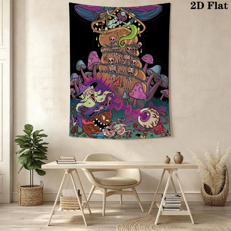 Cartoon Wizard and Monsters Pattern Home Decor Tapestry, Wall Hanging, Decorative RV Wall Cloth.SGT0917507