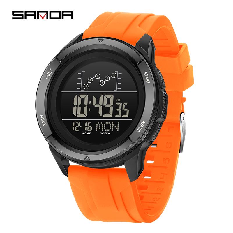 SANDA Outdoor Multifunctional Waterproof Men's Watch with Large Screen Display for Students