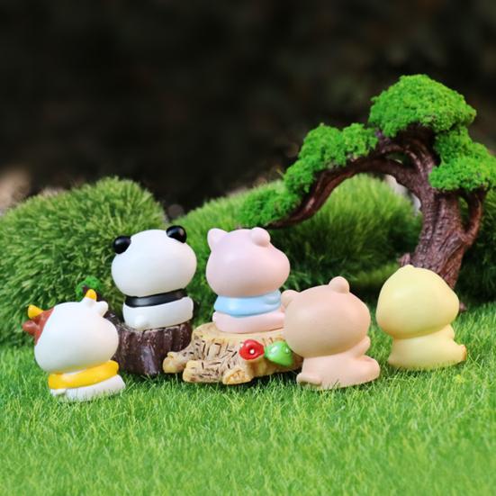 Winzige Harztiere Figur Mini Tiger Katze Hase Kuh Miniaturstatue für Puppenhaus Feengarten Terrarien Pflanzentopf Dekorationen Kuchenaufsatz Dekoration