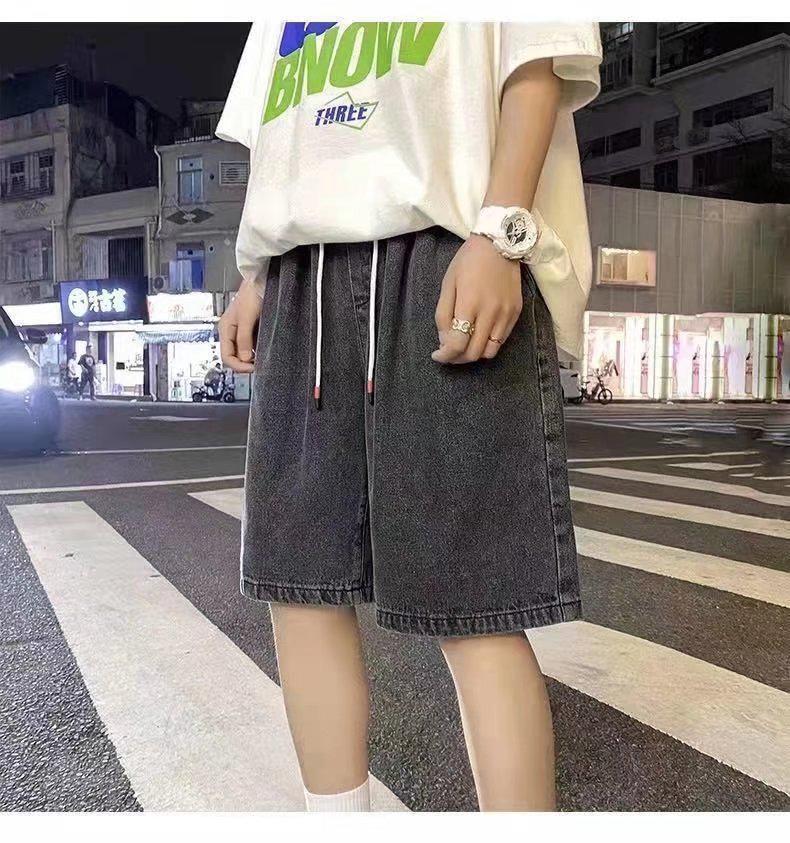 Men's Japanese Straight Denim Summer Shorts - Thin, Versatile, Loose Mid-Length, Wide-Leg Casual Design