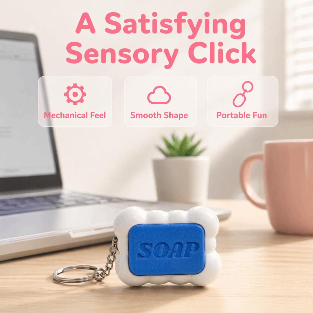 Press-Type Calming Keychain Keys Stress Relief Keyboard Clicker Key Chain Decompression Gift