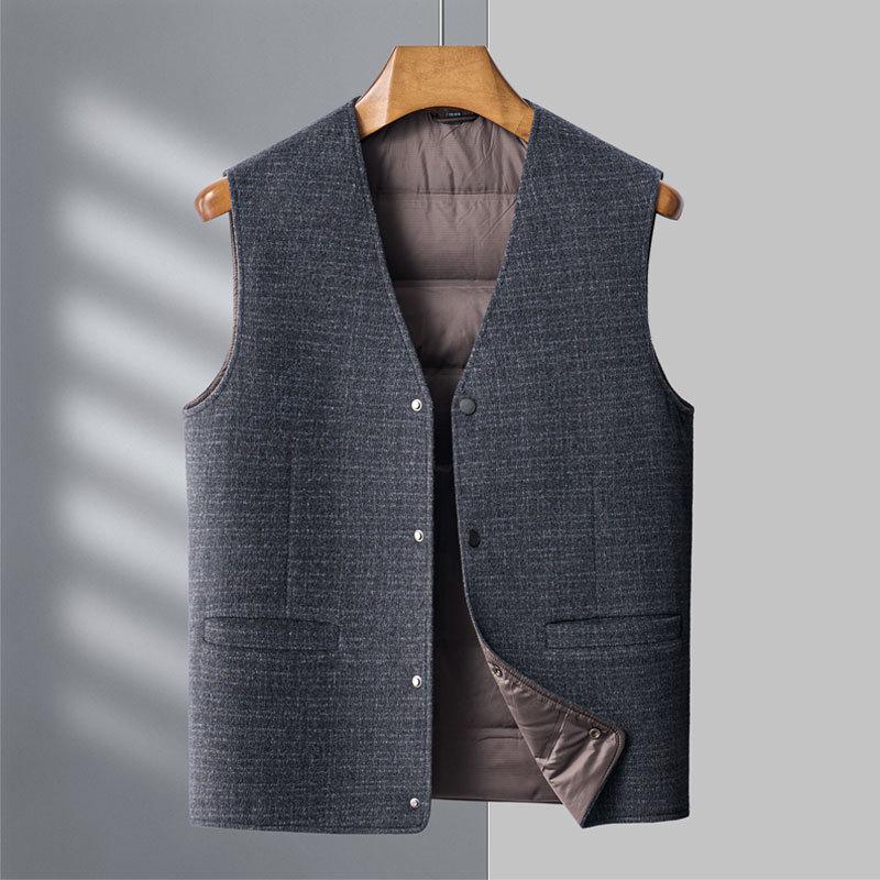 

Жилет из новой шерсти, мужской пуховый жилет, жилет без рукавов, пуховая куртка для папы, куртка из конской шерсти 4XL