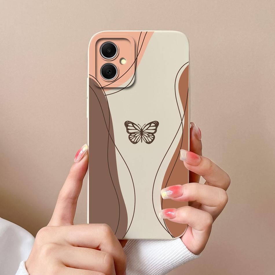For Samsung Galaxy A06 Phone Case Heart-Butterfly Funda For Samsung A 06 Back Cover Camera Protection Liquid Silicone Bumper
