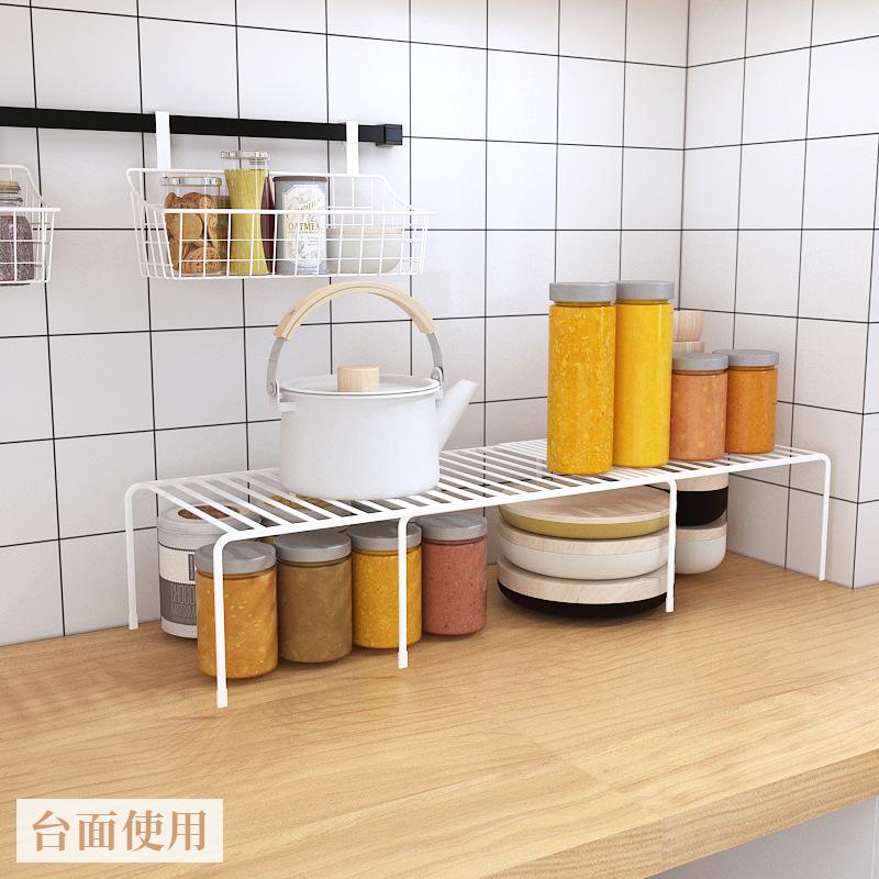 Kitchen Rack Retractable Countertop Pot Rack Extended Dish Storage In Cabinet Desktop Layered Rack