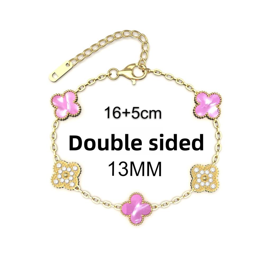 13mm Mote Høykvalitets Firkløver Armbånd 18K Fem Blomster Damearmbånd