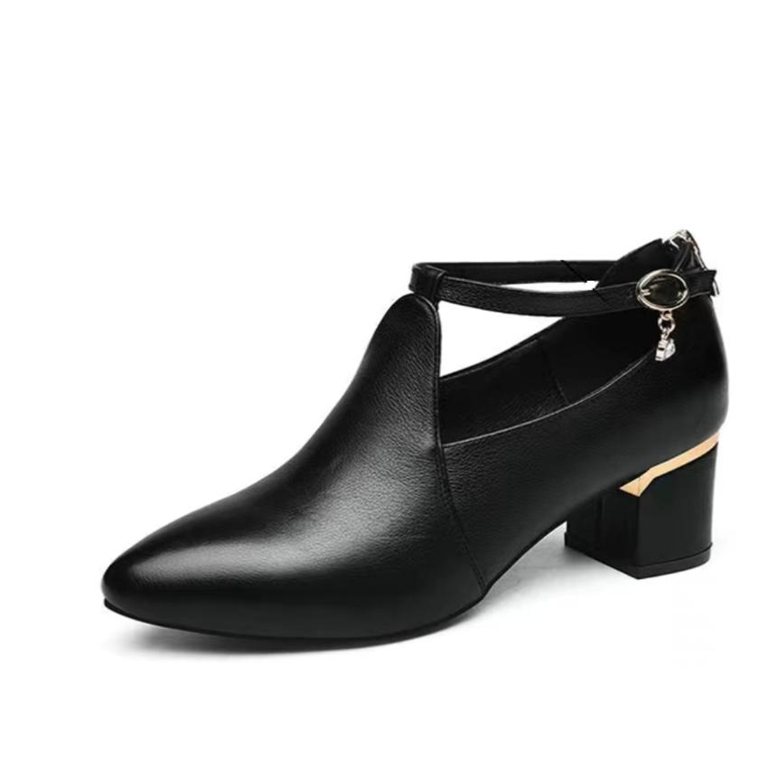 Naiste vabaaja mugavus kevad-suvised pandlaga rihmaga kõrge kontsaga kingad Daami moe magusad lakknahast kingad Ga01