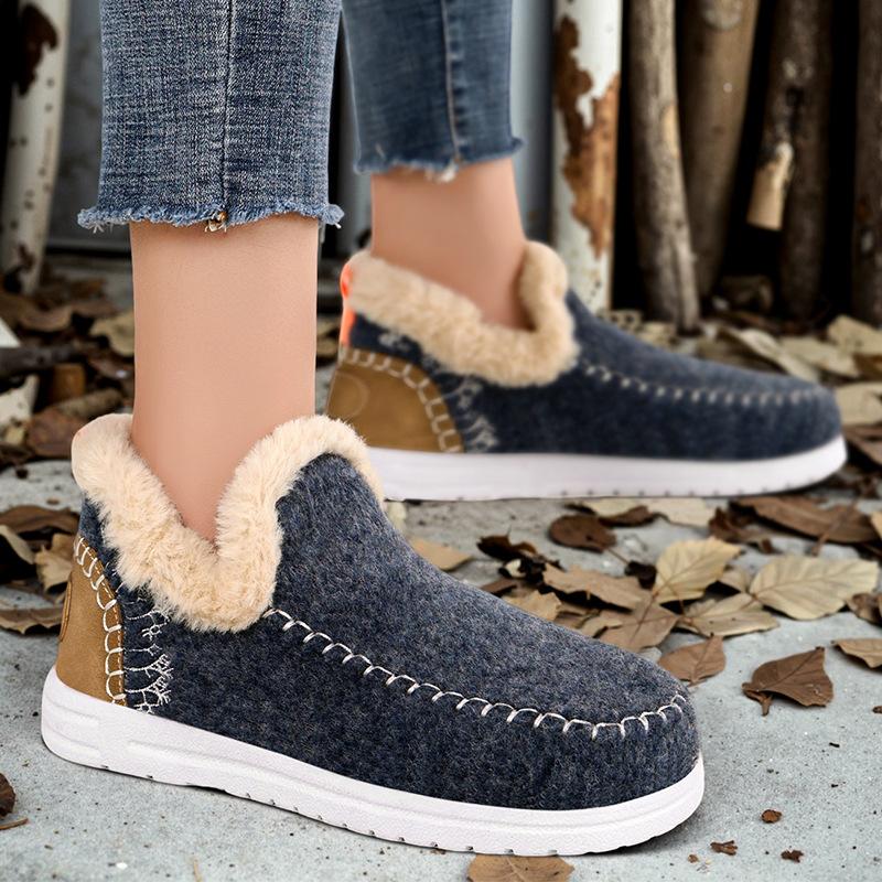 Cotton shoes winter new women's shoes fleece thickened snow boots one pedal convenient short boots fashion warm cotton boots