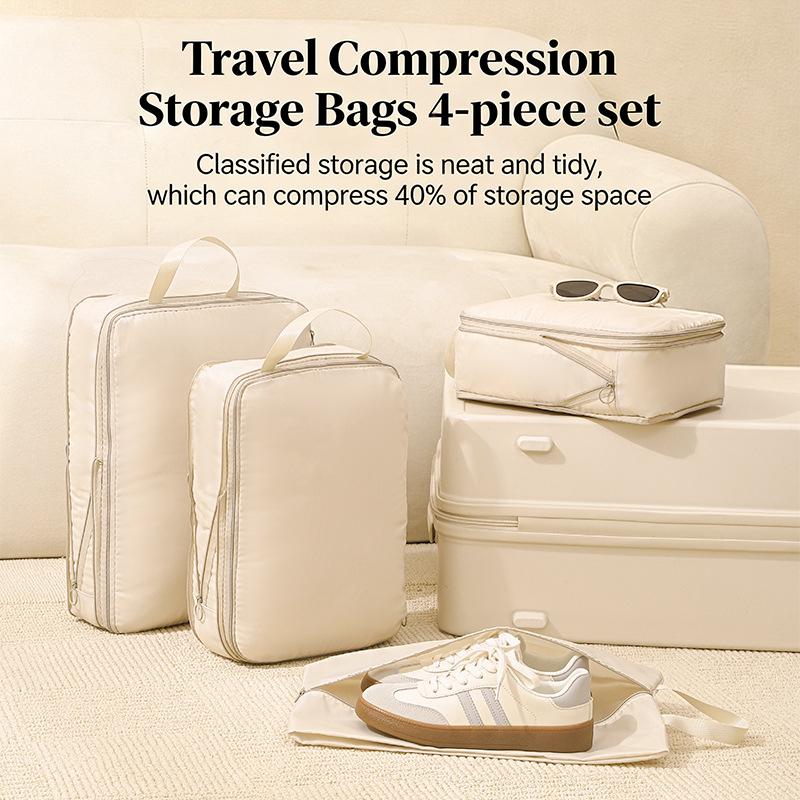 4Pcs Compressive Travel Storage Bags Thick Zipper Storage Bags Travel Accessories Travel Organizer Bags