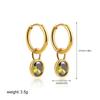 SSeesy Trendy High Quality PVD 18K Gold Plated Tarnish Free Oval Zircon Earrings Stainless Steel Party Engagement Gift