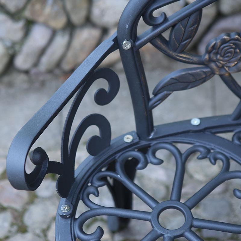 Three-Piece Wrought Iron & Cast Aluminum Outdoor Furniture Set for Balcony, Patio, or Villa Garden