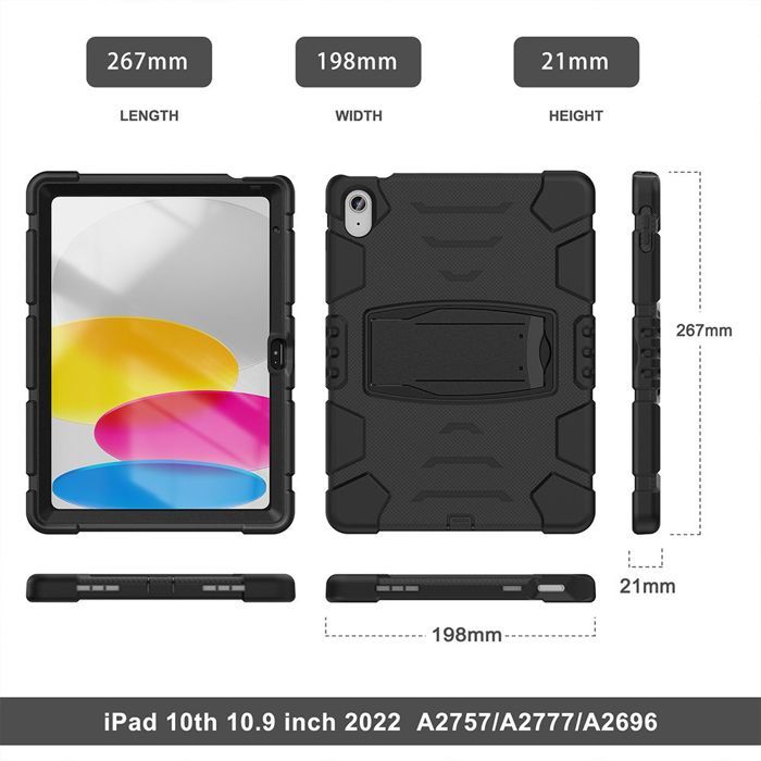 Coque pour iPad A16 (11") - Protection Antichoc 360° - Support Pliable - Noir
