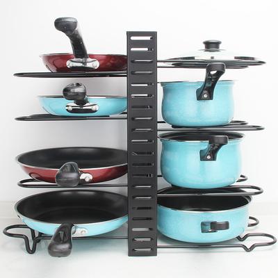 8 Tier Pot Rack, Pots and Pans Organizer for Cabinet, Adjustable Pot Organizer for Kitchen Organization & Storage, Pot Lid Organizer