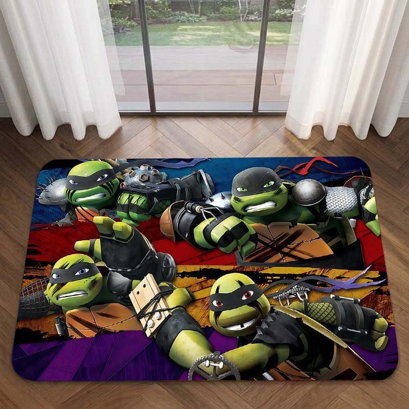 Cartoon Ninja Turtles Print Area Rug Hero Turtle Non Slip Floor Mat Kids Boys Bedroom Entryway Home Decor Doormat