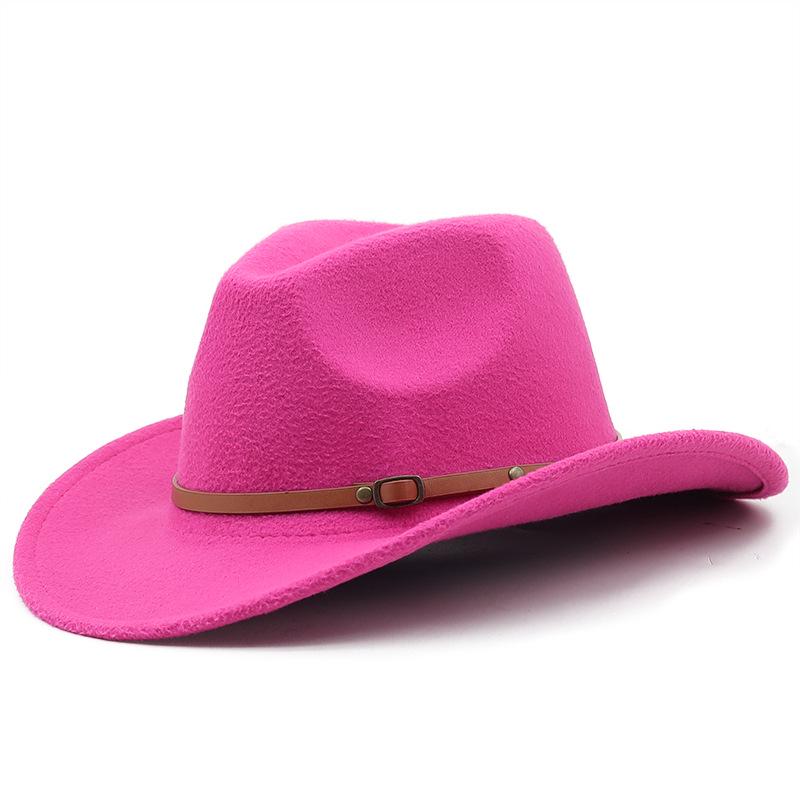 Western Cowboy Filzhut mit ethnischem tibetischem Stil und hochgekrempter Krempe für Männer und Frauen