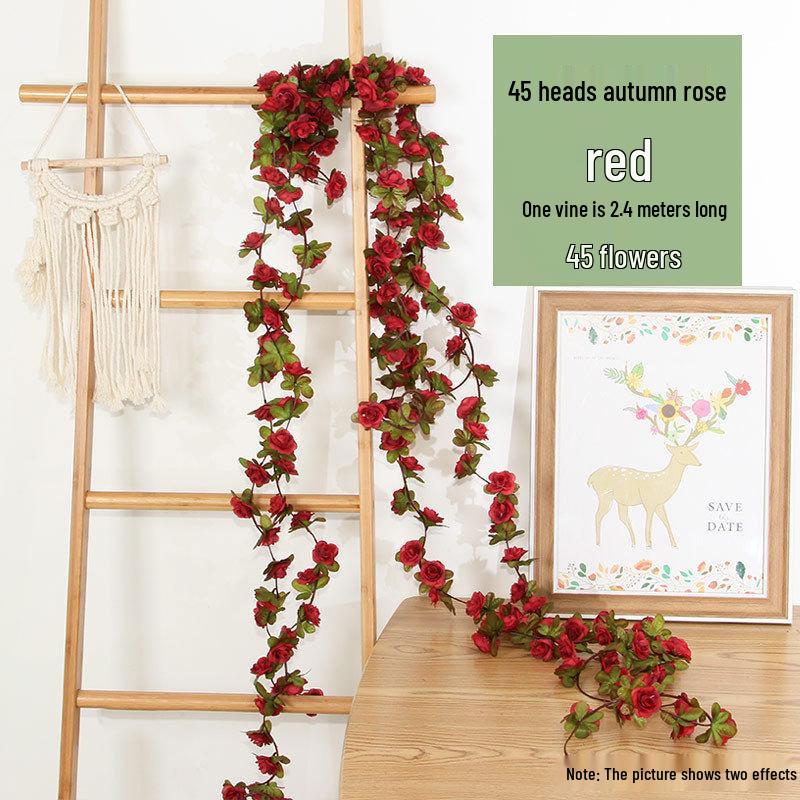 Two-Color Peony Rose Vine with 45 Heads for Air Conditioner Concealment and Soft Decoration