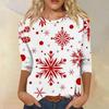 Weihnachten Limitierte Edition Damen 3D Roter Weihnachtsbaum Aufdruck Rundhals Langarm T-Shirt Mode Lässig Langarm Oberteil
