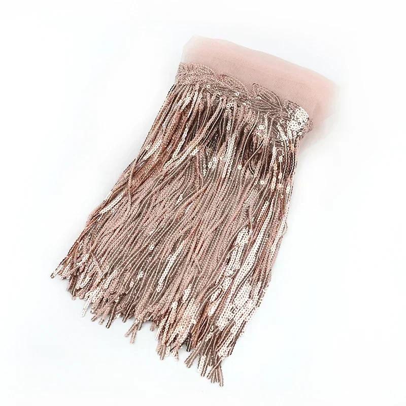 5/10Yards Meetee 20cm Sequins Tassel Fringe Trims Lace Ribbon Wedding Party Dress Fabric DIY Handmade Sewing Clothes Accessories